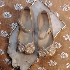 Mini Melissa Kids' Floral Cream Dress Shoes